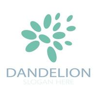 Dandelion flower logo with stem and leaves. Using modern vector concept design symbol icon illustration