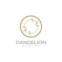 Dandelion flower logo with stem and leaves. Using modern vector concept design symbol icon illustration