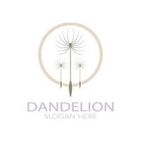 Dandelion flower logo with stem and leaves. Using modern vector concept design symbol icon illustration