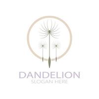 Dandelion flower logo with stem and leaves. Using modern vector concept design symbol icon illustration