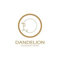 Dandelion flower logo with stem and leaves. Using modern vector concept design symbol icon illustration