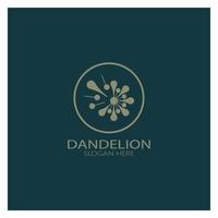 Dandelion flower logo with stem and leaves. Using modern vector concept design symbol icon illustration