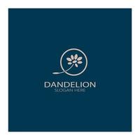 Dandelion flower logo with stem and leaves. Using modern vector concept design symbol icon illustration