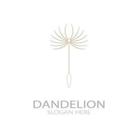 Dandelion flower logo with stem and leaves. Using modern vector concept design symbol icon illustration