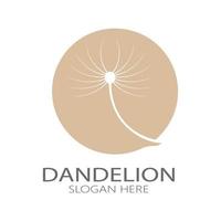 Dandelion flower logo with stem and leaves. Using modern vector concept design symbol icon illustration