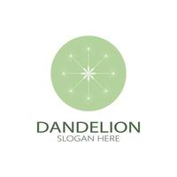 Dandelion flower logo with stem and leaves. Using modern vector concept design symbol icon illustration