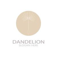 Dandelion flower logo with stem and leaves. Using modern vector concept design symbol icon illustration