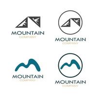 Minimalist mountain and sun logo design in flat colors packed with modern concepts vector illustration