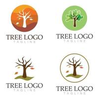 árbol logo icono vector ilustración design.vector silueta de un árbol plantillas de árbol logo y raíces árbol de la vida diseño ilustración