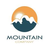 Minimalist mountain and sun logo design in flat colors packed with modern concepts vector illustration