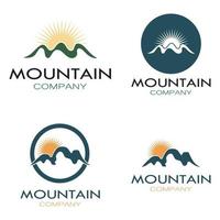 Minimalist mountain and sun logo design in flat colors packed with modern concepts vector illustration