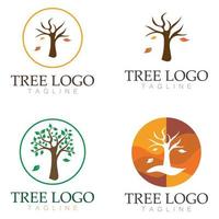 árbol logo icono vector ilustración design.vector silueta de un árbol plantillas de árbol logo y raíces árbol de la vida diseño ilustración