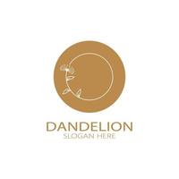 Dandelion flower logo with stem and leaves. Using modern vector concept design symbol icon illustration