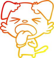 warm gradient line drawing cartoon disgusted dog vector