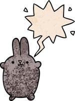 cartoon rabbit and speech bubble in retro texture style vector