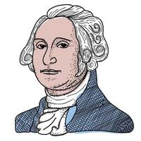 feliz día del presidente, presidente george washington ilustración vectorial en estilo garabato. vector