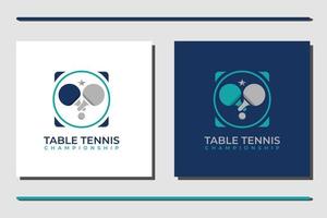 dos raquetas de ping pong cruzadas y emblema de pelota vector