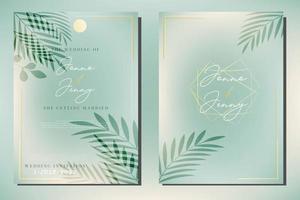 Elegant greenery on wedding invitation card template vector