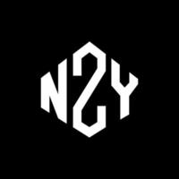 NZY letter logo design with polygon shape. NZY polygon and cube shape logo design. NZY hexagon vector logo template white and black colors. NZY monogram, business and real estate logo.