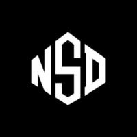 NSD letter logo design with polygon shape. NSD polygon and cube shape logo design. NSD hexagon vector logo template white and black colors. NSD monogram, business and real estate logo.