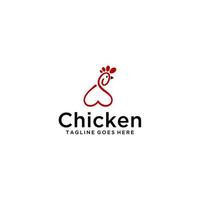 chicken and love logo sign design vector