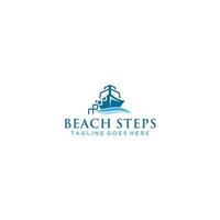 Boat Logo and Steps Design Template Vector Graphic Branding Element.