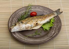 Grilled seabass fish photo