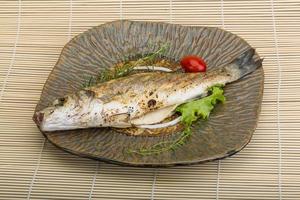 Grilled seabass fish photo