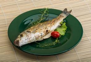 Grilled seabass fish photo