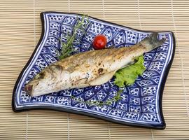 Grilled seabass fish photo