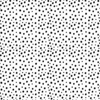 Vector seamless random small black polka dot pattern on white background. Irregular chaotic points. Simple modern decorative hand drawn print for design, textile, wrapping paper, scrapbooking.
