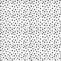 Vector seamless random small black polka dot pattern on white background. Irregular chaotic points. Simple modern decorative hand drawn print for design, textile, wrapping paper, scrapbooking.