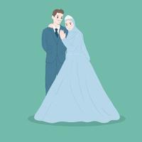 Muslim wedding couple characters, Bride and groom in Muslim style. vector