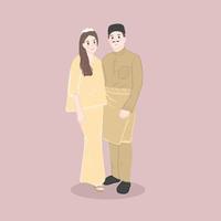 Muslim wedding couple characters, Bride and groom in Muslim style. vector