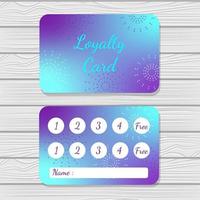 Customer loyalty card, colorful neon design, vector illustration
