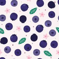 Seamless pattern with blueberries. Fruity summer print. Vector graphics.