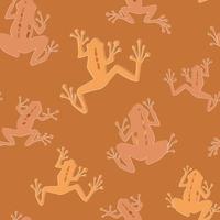 Seamless pattern with animal frogs. Abstract contemporary print with aquatic amphibians. Vector graphics.