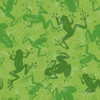 Seamless pattern with animal frogs. Abstract contemporary print with aquatic amphibians. Vector graphics.