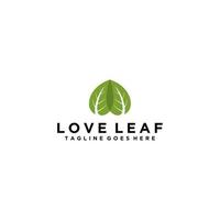 Love nature creative logo design template. Simple green leaf and heart shape symbol. Ecology concept. vector