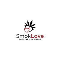 Marijuana and love logo sign design vector