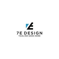 7E or E7 with the letter 7 formed in negative space for your logo design vector