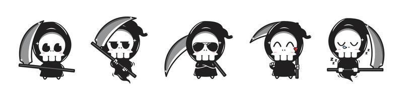 Vector Illustration Of Grim Reaper Set Character