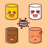 Cute Marshmallow Emoji Collection vector