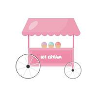 Ice cream kiosk. Vector illustration in cartoon style. Isolated on a white background