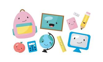 Set with funny school characters. Cartoon style. Vector illustration. Isolated on a white background.