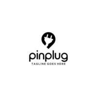 pin plug electric logo design vector