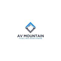 AV, VA mountain logo sign design vector