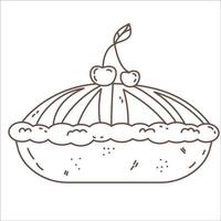 Cherry pie in doodle vector