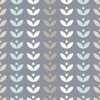 Simple floral seamless pattern with leaves. Scandinavian style. Vector wallpaper.