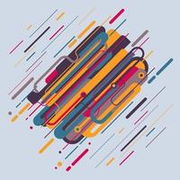 Abstract flat dynamic background design. Movement of simple geometric shapes. Vector background.